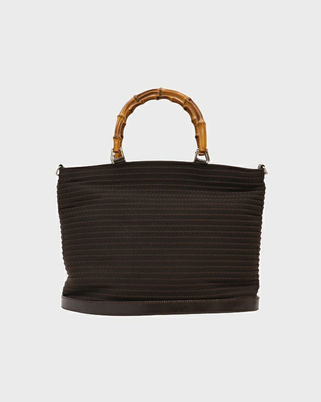 GUCCI バンブーターンロックレザーハンドバッグ | Hedy