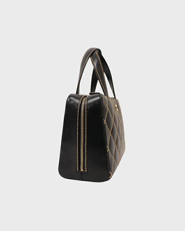 CHANEL ブラック ワイルドステッチ　バッグ シャネル ハンドバッグ ワイルドステッチ カーフ ブラック｜ブランド