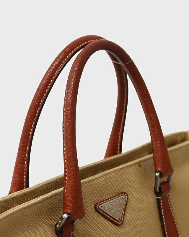 PRADA 三角ロゴ金具キャンバスハンドバッグ | Hedy