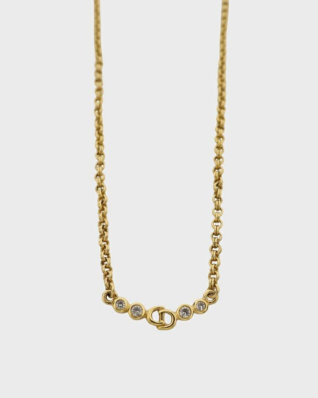 DIOR CDラインストーンチェーンネックレス | Hedy