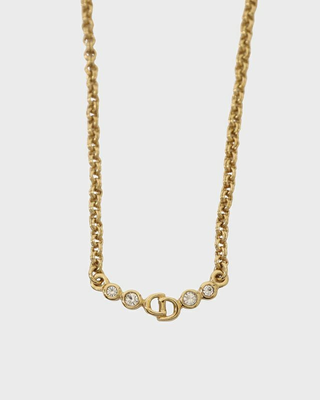 DIOR CDラインストーンチェーンネックレス | Hedy