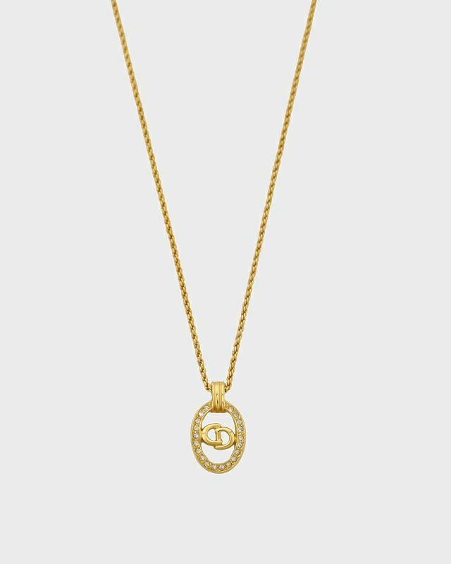 DIOR CDオーバルラインストーンネックレス | Hedy