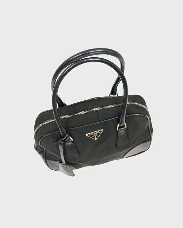 PRADA 三角ロゴ金具ナイロンレザーハンドバッグ | Hedy