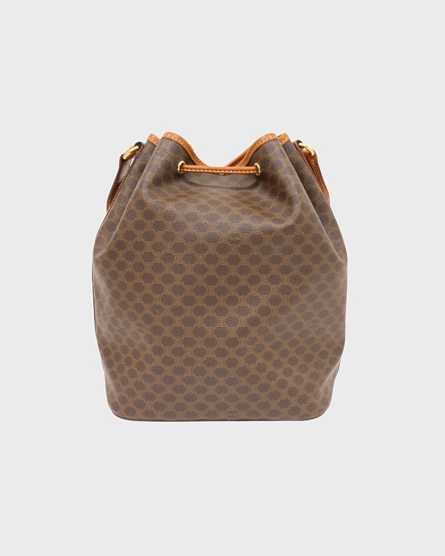 CELINE マカダム柄ブラゾン刻印巾着ショルダーバッグ | Hedy