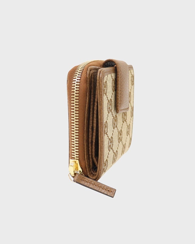 GUCCI　グッチ　GGキャンバス キャメルブラウン　ケース　小銭入れ GGキャンバス グッチ財布 GUCCI 二つ折り財布 札入れ 小銭入れなし