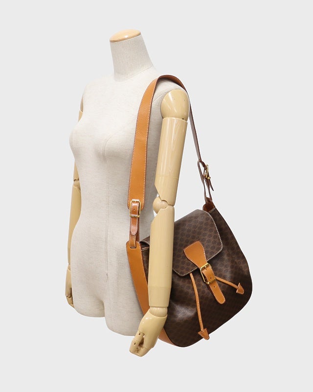 CELINE マカダム柄巾着ショルダーバッグ | Hedy