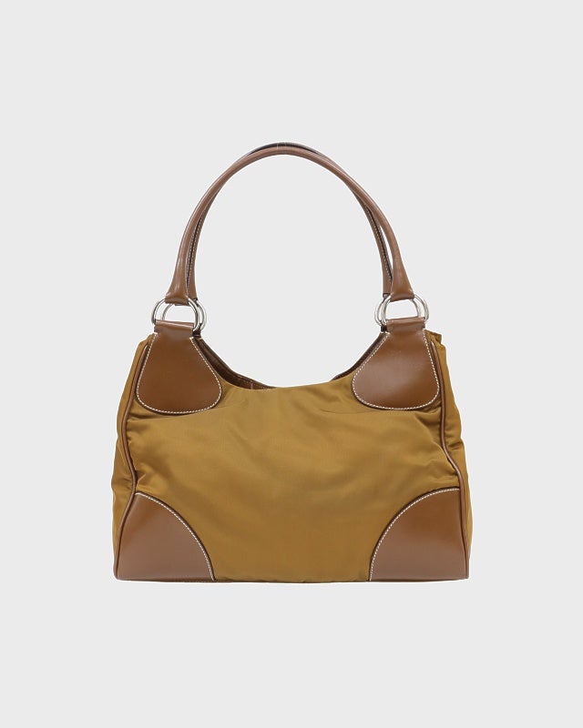 PRADA 三角ロゴ金具ナイロンレザーハンドバッグ | Hedy