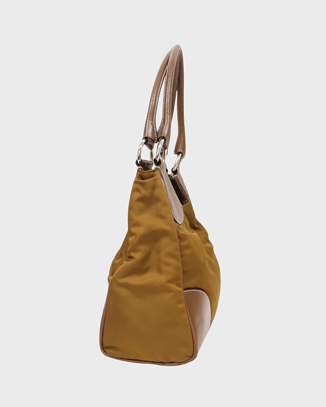 PRADA 三角ロゴ金具ナイロンレザーハンドバッグ | Hedy