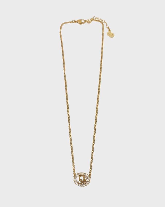 DIOR ロゴラウンドラインストーンネックレス | Hedy