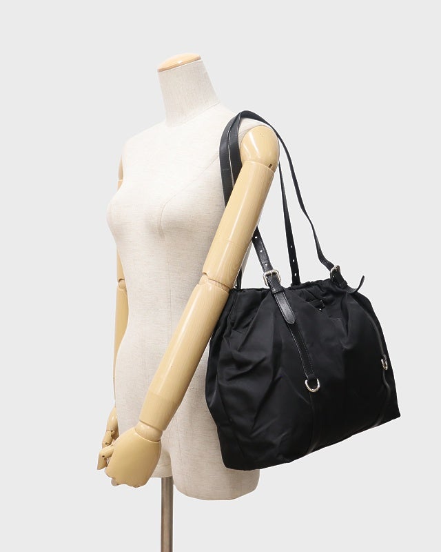 PRADA 三角ロゴ金具ナイロンレザートートバッグ | Hedy