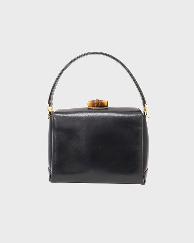 GUCCI バンブーターンロックレザーハンドバッグ | Hedy