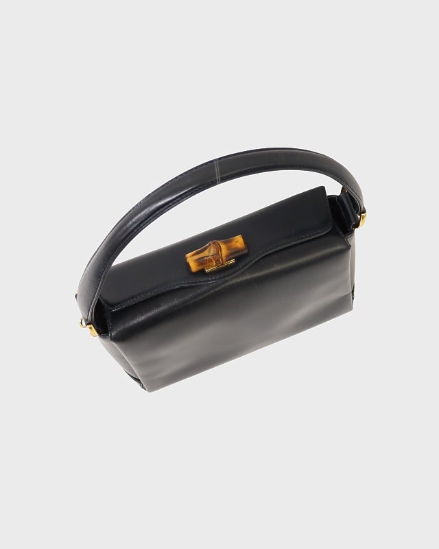 GUCCI バンブーターンロックレザーハンドバッグ | Hedy