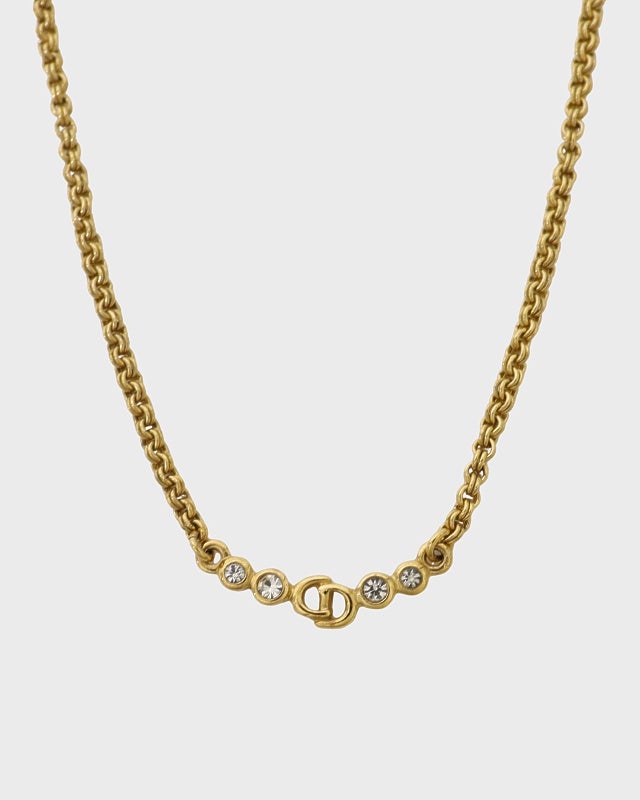 DIOR CDラインストーンチェーンネックレス | Hedy