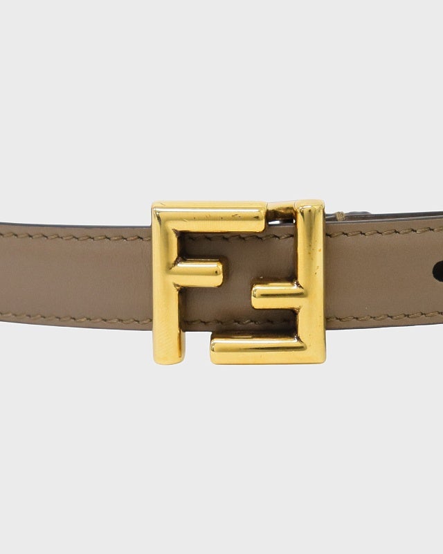 Fendi FFロゴ柄 ブラウンレザーベルト 中古・古着通販】FENDI (フェンディ) FFロゴベルト ブラウン×ベージュ