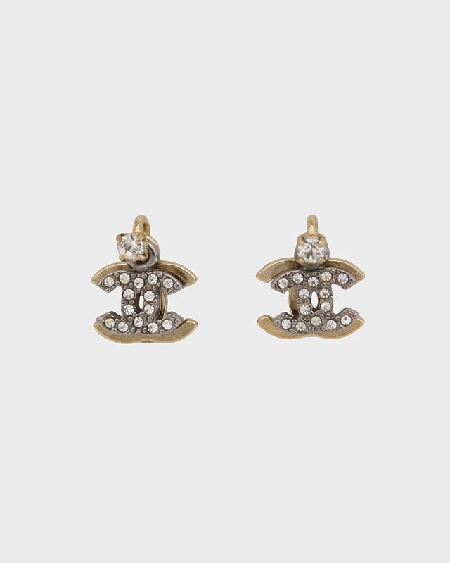 CHANEL ダブルCOCOラインストーンピアス | Hedy