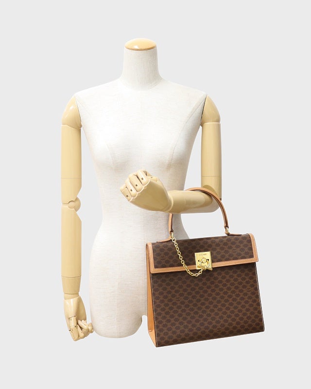 CELINE マカダム柄ガンチーニ金具ハンドバッグ | Hedy