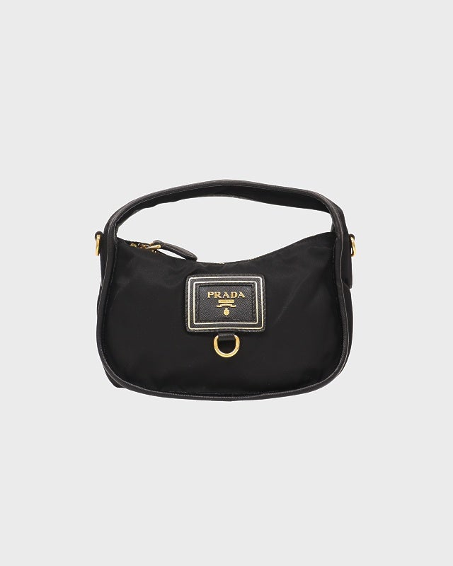 PRADA ロゴ金具ナイロンレザーミニハンドバッグ | Hedy