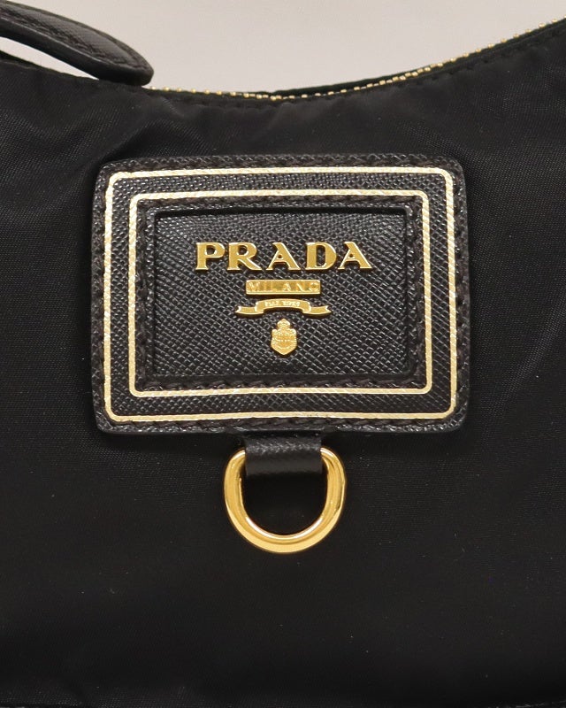 PRADA ロゴ金具ナイロンレザーミニハンドバッグ | Hedy