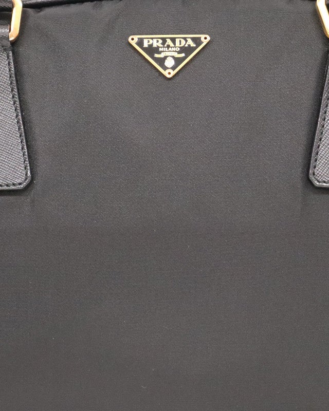 PRADA 三角ロゴナイロンレザーハンドバッグ | Hedy
