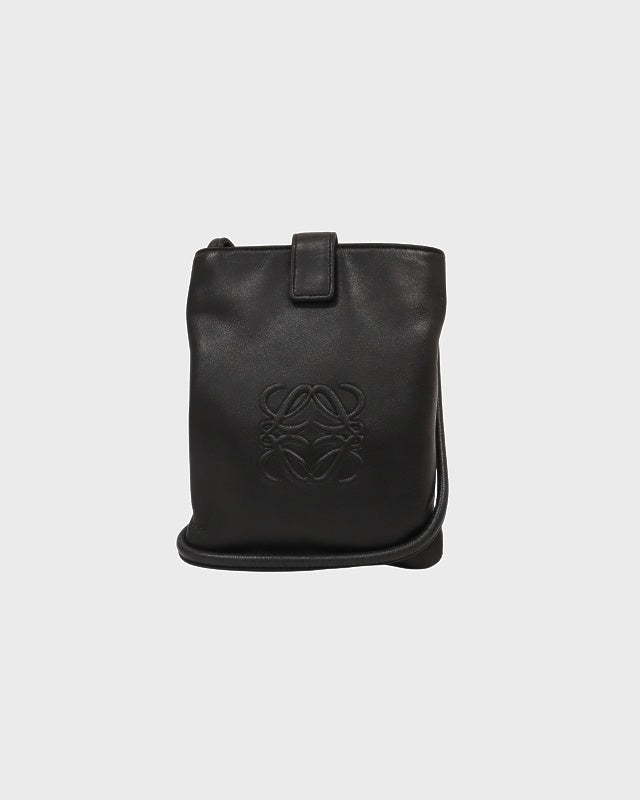 LO~EWE ブラックレザーショルダーバッグ~~ LOEWE アナグラムレザーワンショルダーバッグ | Hedy