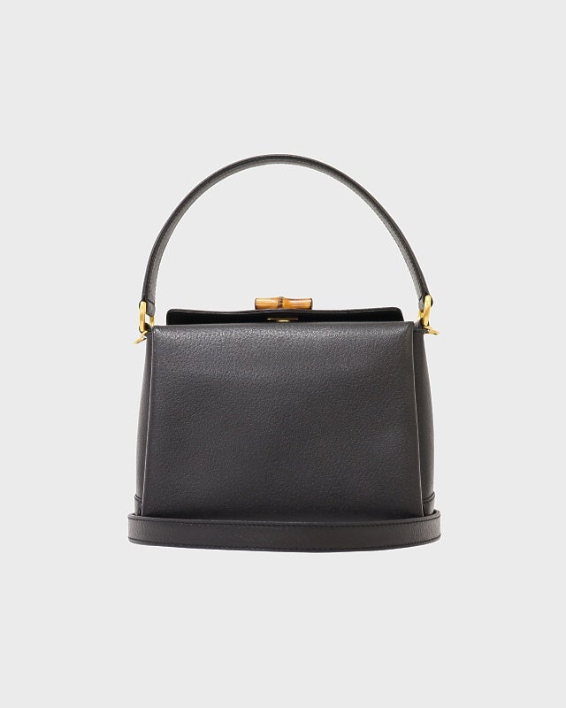 ✨美品✨GUCCI ハンドバック レザー 黒 ビジネスバック バンブー GUCCI（グッチ） 美品 バンブー ブラック 黒 ゴールド金具 レザー 000