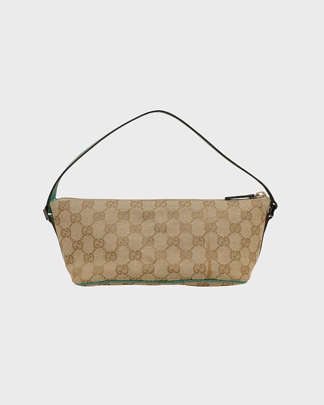 【美品】GUCCI ミニハンドバッグ　アクセサリーポーチ　GG柄　レザー GUCCI グッチ アクセサリーポーチ GGキャンバス レザー ミニ