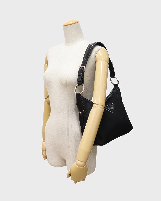 PRADA 三角ロゴ金具ナイロンレザーワンショルダーバッグ | Hedy