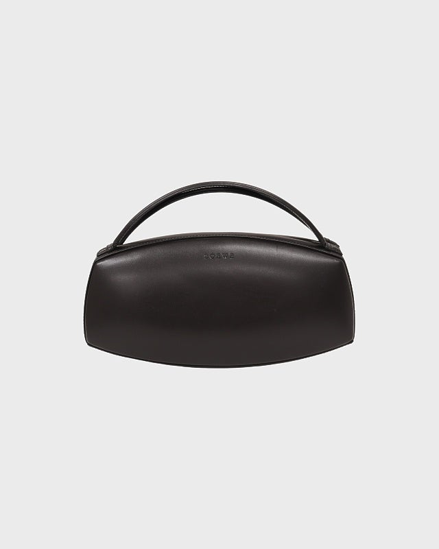 LOEWE ブラックレザー ハンドバッグ LOEWE ロゴ刻印レザーハンドバッグ | Hedy