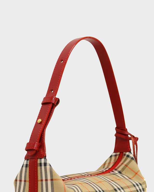 Burberry定番チェック柄ショルダーバッグ　赤 BURBERRY（バーバリー） ノバチェック ショルダーバッグ ベージュ