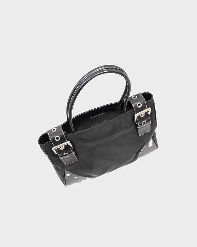 ⭐️最終お値下げしました⭐️PRADA⭐️ 黒 レザー ビジネストートバッグ　三角ロゴ PRADA 三角ロゴ金具ナイロンレザートートバッグ | Hedy
