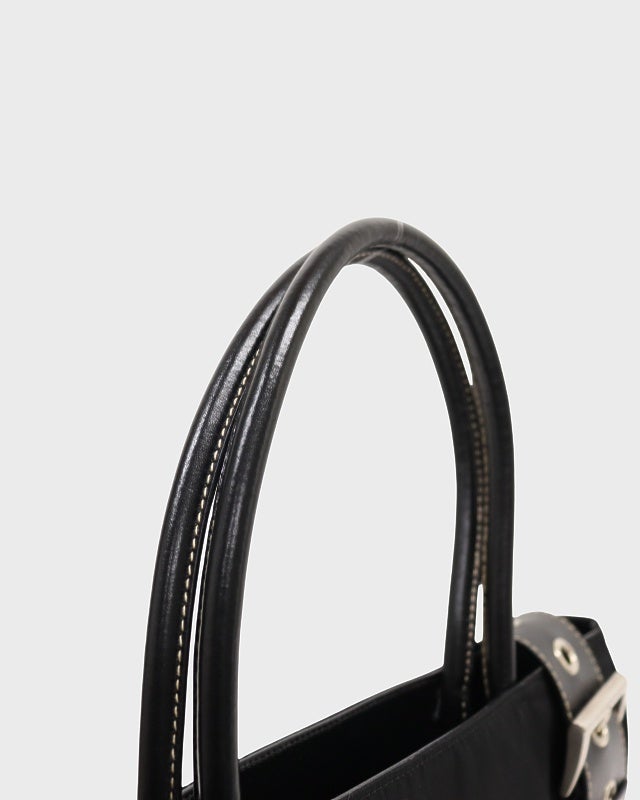 ⭐️最終お値下げしました⭐️PRADA⭐️ 黒 レザー ビジネストートバッグ　三角ロゴ プラダ レザー 三角プレートロゴ ショルダー トート バッグ ブラック