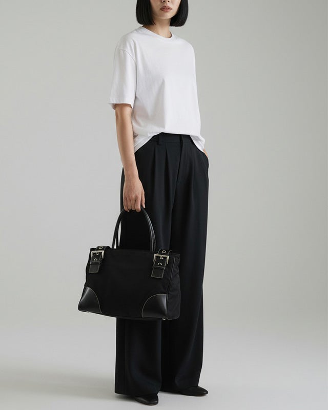 PRADA 三角ロゴ金具ナイロンレザートートバッグ | Hedy