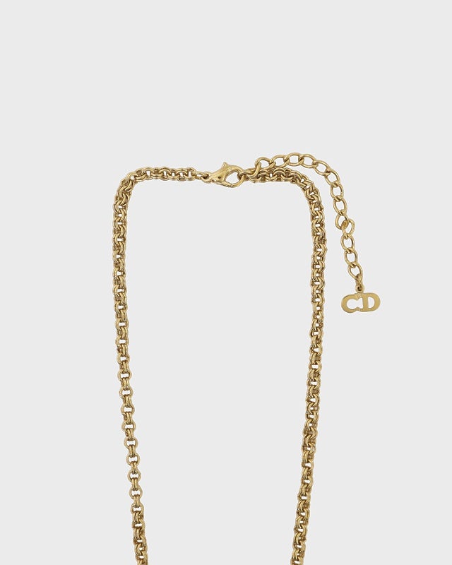 Dior チェーンネックレス ストーン付き DIOR CDラインストーンチェーンネックレス | Hedy
