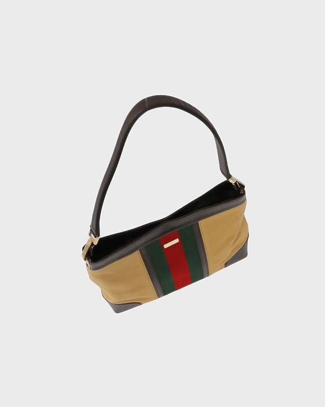 GUCCI ワンショルダー　シェリーライン　キャンバス×レザー　ハーフムーン 希少✨グッチ シェリーライン ハーフムーン ショルダーバッグ GG柄