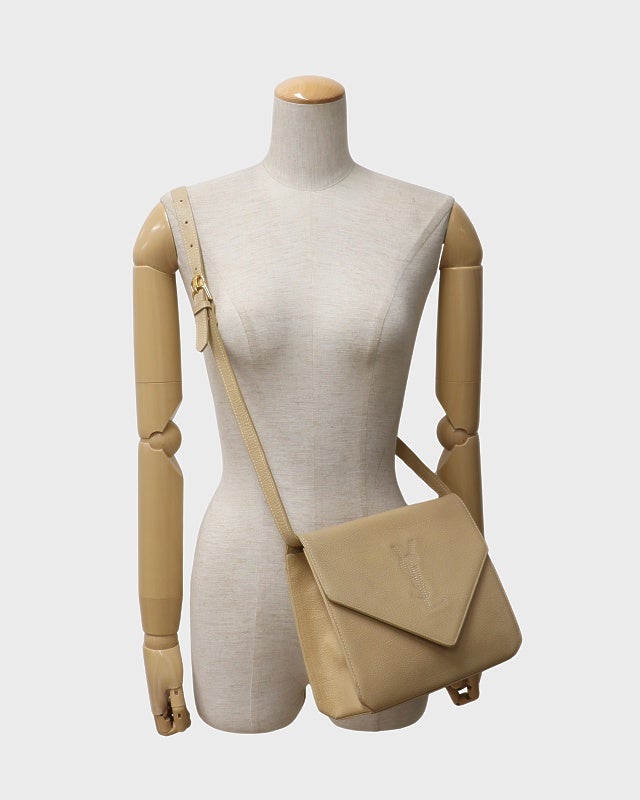 【hedy】サンローラン YSL刻印ショルダーバッグ YSL ロゴステッチレザーショルダーバッグ | Hedy