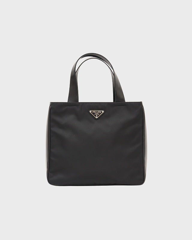PRADA 三角ロゴ金具ナイロンレザーハンドバッグ | Hedy