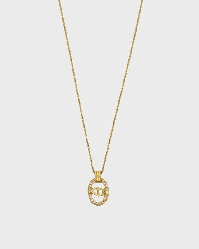 DIOR CDオーバルラインストーンネックレス | Hedy