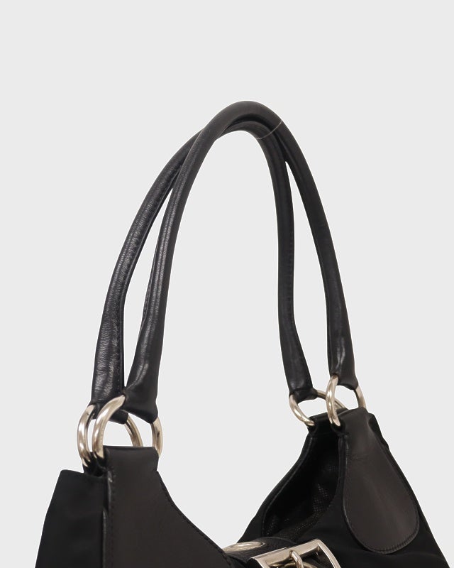 PRADA 三角ロゴ金具ナイロンレザーハンドバッグ | Hedy