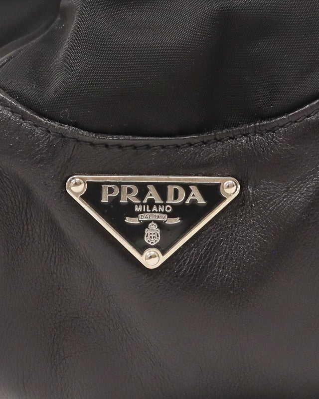 PRADA 三角ロゴ金具ナイロンレザーハンドバッグ | Hedy