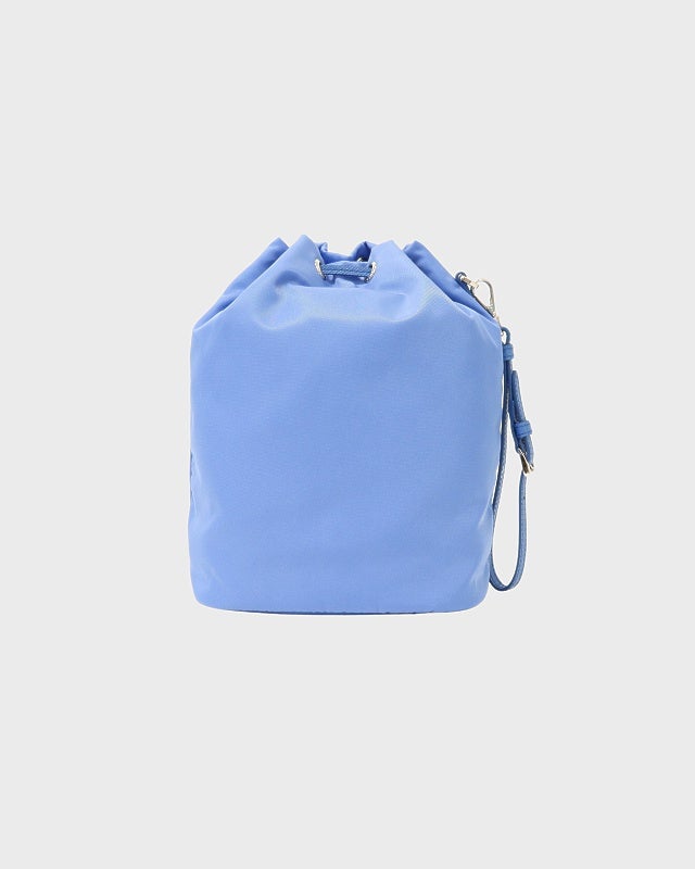 PRADA ポーチ ナイロン ターコイズブルー ロゴ ジャガード ゴールド金具 PRADA 三角ロゴ金具ナイロンポーチ | Hedy