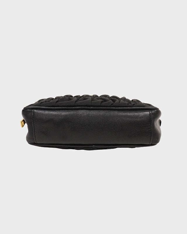 PRADA ボディバッグ 三角プレート ロゴ金具 キャンバス PRADA プラダ ボディバッグ 三角ロゴプレート LAMPO 白タグ 黒 2層の