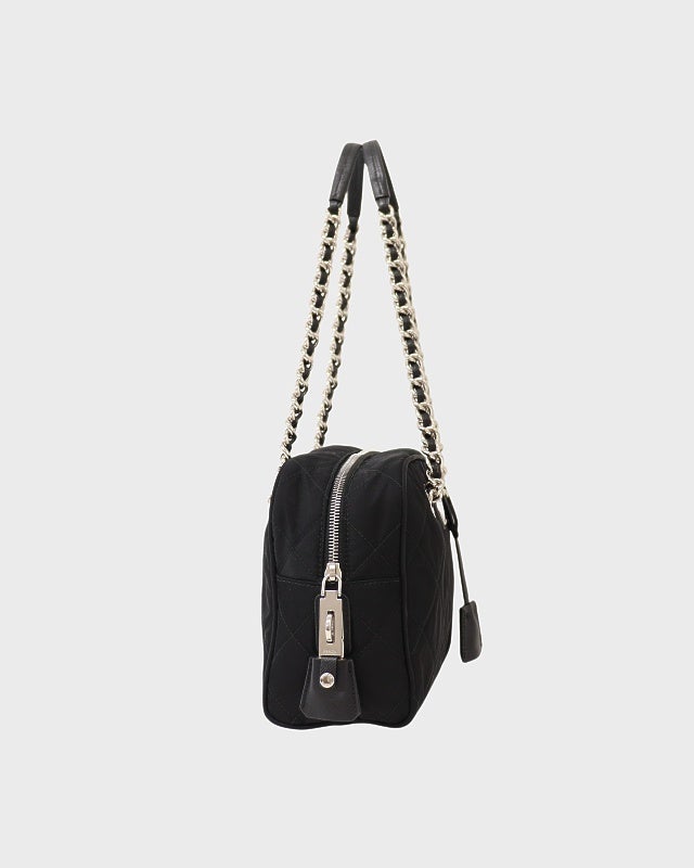 美品 PRADA プラダ テスートナイロン キルティング ゴールド チェーン 保存袋付き トート ショルダーバッグ サフィアーノレザー PRADA プラダ ショルダーバッグ トートバッグ ワンショルダー 肩掛け