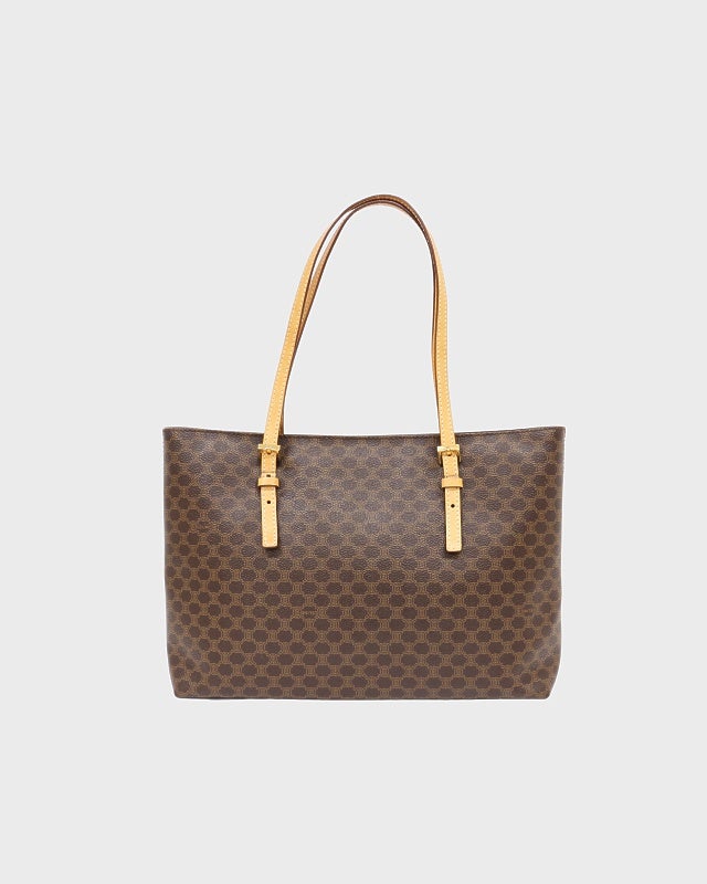 【CELINE】トートバッグ　マカダム柄　ベージュ　ブラウン　PVC CELINE マカダム柄トートバッグ | Hedy