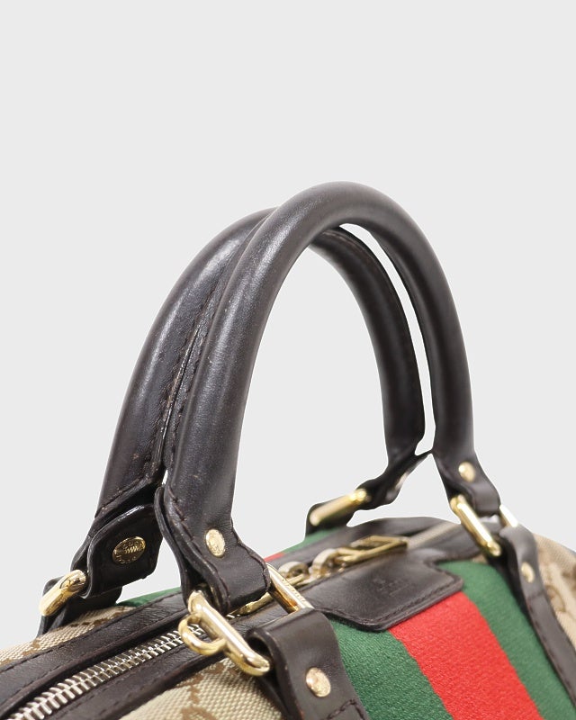 GUCCI シェリーライン フローラスネーク キャンバス ダッフルバッグ ウェブ トレードマーク〕スモール ダッフルバッグ ・ブラック レザー