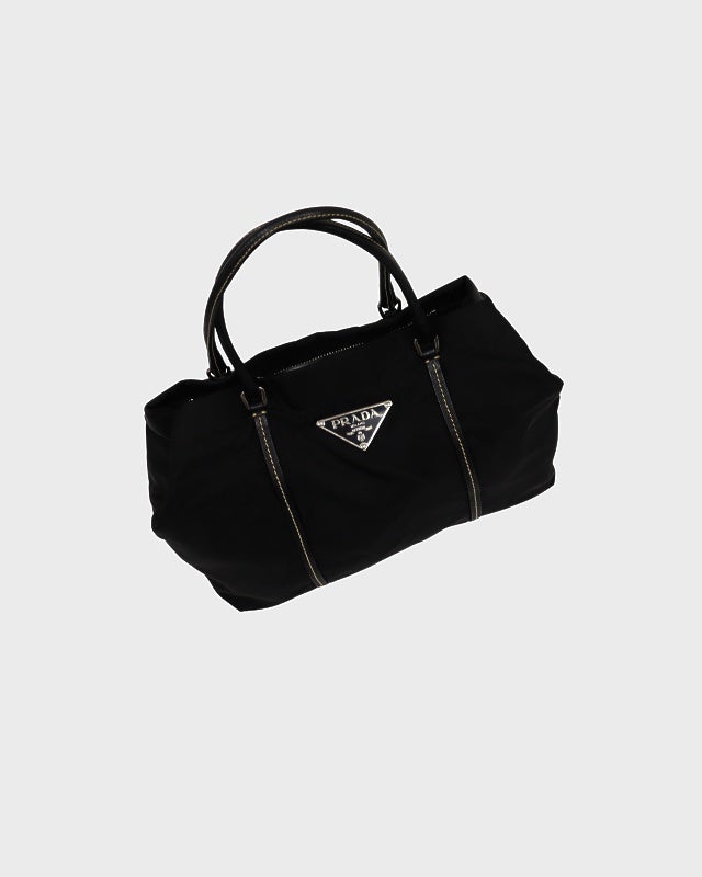 ⭐️最終お値下げしました⭐️PRADA⭐️ 黒 レザー ビジネストートバッグ　三角ロゴ PRADA 三角ロゴ金具ナイロンレザートートバッグ | Hedy