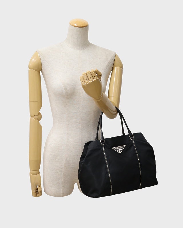PRADA 三角ロゴ金具ナイロンレザートートバッグ | Hedy