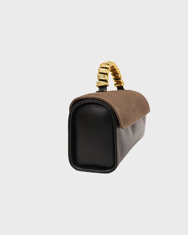 極美品 ロエベ ベラスケス ハンドバッグ トップハンドル ロゴ型押し レザー 黒 LOEWE ベラスケスレザーハンドバッグ | Hedy
