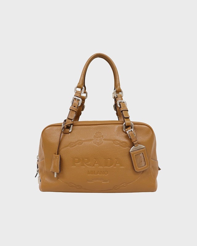 PRADA ロゴエンボスレザーハンドバッグ | Hedy