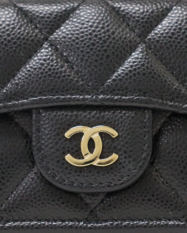CHANEL マトラッセキャビアスキンコンパクトウォレット | Hedy
