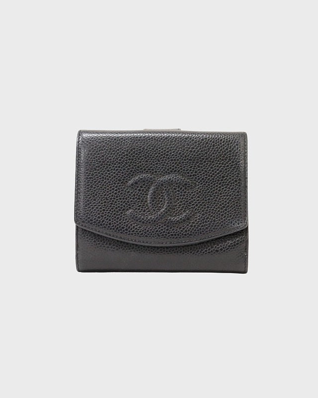 CHANEL二つ折り財布 シャネル CHANEL 2つ折り財布 キャビアスキン スモールウォレット